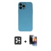 MARSİLYAN™- iPhone 15 Pro Max Kılıf Ahenk Serisi - Siyah 3D Antistatik Mat Seramik Nano Ekran Koruyucu + PVD Metal Kamera Lens - SH