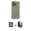 MARSİLYAN™- iPhone 15 Pro Max Kılıf Ahenk Serisi - Siyah 3D Antistatik Mat Seramik Nano Ekran Koruyucu + PVD Metal Kamera Lens - SH
