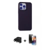 MARSİLYAN™- iPhone 15 Pro Max Kılıf Ahenk Serisi - Siyah 3D Antistatik Mat Seramik Nano Ekran Koruyucu + Raze Metal Kamera Lens - SH