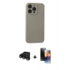 MARSİLYAN™- iPhone 15 Pro Max Kılıf Ahenk Serisi - Siyah 3D Antistatik Mat Seramik Nano Ekran Koruyucu + Raze Metal Kamera Lens - SH