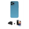 MARSİLYAN™- iPhone 15 Pro Max Kılıf Ahenk Serisi - Siyah 3D Antistatik Mat Seramik Nano Ekran Koruyucu + Raze Metal Kamera Lens - SH