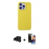 MARSİLYAN™- iPhone 15 Pro Max Kılıf Ahenk Serisi - Siyah 3D Antistatik Mat Seramik Nano Ekran Koruyucu + Raze Metal Kamera Lens - SH