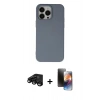 MARSİLYAN™- iPhone 15 Pro Max Kılıf Ahenk Serisi - Siyah 3D Antistatik Mat Seramik Nano Ekran Koruyucu + Raze Metal Kamera Lens - SH