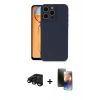 MARSİLYAN™- iPhone 15 Pro Max Kılıf Ahenk Serisi - Siyah 3D Antistatik Mat Seramik Nano Ekran Koruyucu + Raze Metal Kamera Lens - SH