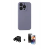 MARSİLYAN™- iPhone 15 Pro Max Kılıf Ahenk Serisi - Siyah 3D Antistatik Mat Seramik Nano Ekran Koruyucu + Raze Metal Kamera Lens - SH