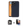 MARSİLYAN™- iPhone 15 Pro Max Kılıf Ahenk Serisi - Siyah 3D Antistatik Mat Seramik Nano Ekran Koruyucu + PVD Metal Kamera Lens - TU