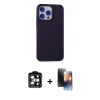 MARSİLYAN™- iPhone 15 Pro Max Kılıf Ahenk Serisi - Siyah 3D Antistatik Mat Seramik Nano Ekran Koruyucu + PVD Metal Kamera Lens - TU