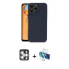 MARSİLYAN™- iPhone 15 Pro Max Kılıf Ahenk Serisi - Siyah 3D Antistatik Seramik Nano Ekran Koruyucu + PVD Metal Kamera Lens - GS