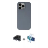 MARSİLYAN™- iPhone 15 Pro Max Kılıf Ahenk Serisi - Siyah 3D Antistatik Seramik Nano Ekran Koruyucu + Raze Metal Kamera Lens - LT
