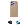 MARSİLYAN™- iPhone 15 Pro Max Kılıf Ahenk Serisi - Siyah 3D Antistatik Seramik Nano Ekran Koruyucu + Raze Metal Kamera Lens - LT