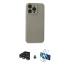 MARSİLYAN™- iPhone 15 Pro Max Kılıf Ahenk Serisi - Siyah 3D Antistatik Seramik Nano Ekran Koruyucu + Raze Metal Kamera Lens - LT