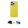 MARSİLYAN™- iPhone 15 Pro Max Kılıf Ahenk Serisi - Siyah 3D Antistatik Seramik Nano Ekran Koruyucu + Siyah Raze Metal Kamera Lens