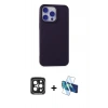 MARSİLYAN™- iPhone 15 Pro Max Kılıf Ahenk Serisi - Siyah 3D Antistatik Seramik Nano Ekran Koruyucu + Siyah PVD Metal Kamera Lens