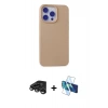 MARSİLYAN™- iPhone 15 Pro Max Kılıf Ahenk Serisi - Siyah 3D Antistatik Seramik Nano Ekran Koruyucu + Raze Metal Kamera Lens - TMGI