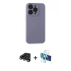 MARSİLYAN™- iPhone 15 Pro Max Kılıf Ahenk Serisi - Siyah 3D Antistatik Seramik Nano Ekran Koruyucu + Raze Metal Kamera Lens - TMGI