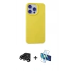 MARSİLYAN™- iPhone 15 Pro Max Kılıf Ahenk Serisi - Siyah 3D Antistatik Seramik Nano Ekran Koruyucu + Raze Metal Kamera Lens - TMGI