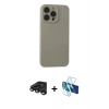 MARSİLYAN™- iPhone 15 Pro Max Kılıf Ahenk Serisi - Siyah 3D Antistatik Seramik Nano Ekran Koruyucu + Raze Metal Kamera Lens - TMGI
