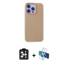 MARSİLYAN™- iPhone 15 Pro Max Kılıf Ahenk Serisi - Siyah 3D Antistatik Seramik Nano Ekran Koruyucu + PVD Metal Kamera Lens - TU