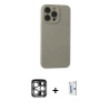 MARSİLYAN™- iPhone 15 Pro Max Kılıf Ahenk Serisi - Siyah Bilvis 0.18mm Plus Cam Ekran Koruyucu + PVD Metal Kamera Lens - GS