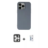 MARSİLYAN™- iPhone 15 Pro Max Kılıf Ahenk Serisi - Siyah Bilvis 0.18mm Plus Cam Ekran Koruyucu + PVD Metal Kamera Lens - GS