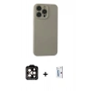MARSİLYAN™- iPhone 15 Pro Max Kılıf Ahenk Serisi - Siyah Bilvis 0.18mm Plus Cam Ekran Koruyucu + PVD Metal Kamera Lens - TU