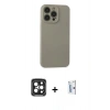 MARSİLYAN™- iPhone 15 Pro Max Kılıf Ahenk Serisi - Siyah Bilvis 0.18mm Plus Cam Ekran Koruyucu + PVD Metal Kamera Lens - SH