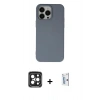 MARSİLYAN™- iPhone 15 Pro Max Kılıf Ahenk Serisi - Siyah Bilvis 0.18mm Plus Cam Ekran Koruyucu + PVD Metal Kamera Lens - SH