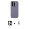 MARSİLYAN™- iPhone 15 Pro Max Kılıf Ahenk Serisi - Siyah Bilvis 0.18mm Plus Cam Ekran Koruyucu + PVD Metal Kamera Lens - GS