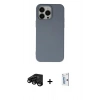 MARSİLYAN™- iPhone 15 Pro Max Kılıf Ahenk Serisi - Siyah Bilvis 0.18mm Plus Cam Ekran Koruyucu + Raze Metal Kamera Lens - SH