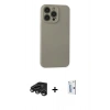 MARSİLYAN™- iPhone 15 Pro Max Kılıf Ahenk Serisi - Siyah Bilvis 0.18mm Plus Cam Ekran Koruyucu + Raze Metal Kamera Lens - TMGI