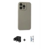 MARSİLYAN™- iPhone 15 Pro Max Kılıf Ahenk Serisi - Siyah Bilvis 0.18mm Plus Cam Ekran Koruyucu + Raze Metal Kamera Lens - SH