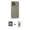 MARSİLYAN™- iPhone 15 Pro Max Kılıf Ahenk Serisi - Siyah Bilvis 3D Cam Ekran Koruyucu + PVD Metal Kamera Lens - GI