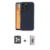 MARSİLYAN™- iPhone 15 Pro Max Kılıf Ahenk Serisi - Siyah Bilvis 3D Cam Ekran Koruyucu + PVD Metal Kamera Lens - GI