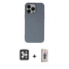 MARSİLYAN™- iPhone 15 Pro Max Kılıf Ahenk Serisi - Siyah Bilvis 3D Cam Ekran Koruyucu + PVD Metal Kamera Lens - GI