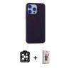 MARSİLYAN™- iPhone 15 Pro Max Kılıf Ahenk Serisi - Siyah Bilvis 3D Cam Ekran Koruyucu + PVD Metal Kamera Lens - TU