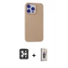 MARSİLYAN™- iPhone 15 Pro Max Kılıf Ahenk Serisi - Siyah Bilvis 3D Cam Ekran Koruyucu + PVD Metal Kamera Lens - GI