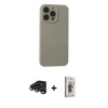 MARSİLYAN™- iPhone 15 Pro Max Kılıf Ahenk Serisi - Siyah Bilvis 3D Cam Ekran Koruyucu + Raze Metal Kamera Lens - TMGI