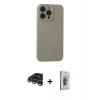 MARSİLYAN™- iPhone 15 Pro Max Kılıf Ahenk Serisi - Siyah Bilvis 3D Cam Ekran Koruyucu + Raze Metal Kamera Lens - GS