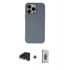 MARSİLYAN™- iPhone 15 Pro Max Kılıf Ahenk Serisi - Siyah Bilvis 3D Cam Ekran Koruyucu + Raze Metal Kamera Lens - TMGI