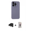 MARSİLYAN™- iPhone 15 Pro Max Kılıf Ahenk Serisi - Siyah Bilvis 3D Cam Ekran Koruyucu + Raze Metal Kamera Lens - TMGI