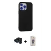 MARSİLYAN™- iPhone 15 Pro Max Kılıf Ahenk Serisi - Siyah Bilvis 3D Cam Ekran Koruyucu + Raze Metal Kamera Lens - LT
