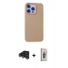MARSİLYAN™- iPhone 15 Pro Max Kılıf Ahenk Serisi - Siyah Bilvis 3D Cam Ekran Koruyucu + Raze Metal Kamera Lens - TMGI