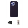 MARSİLYAN™- iPhone 15 Pro Max Kılıf Ahenk Serisi - Siyah Bilvis 3D Cam Ekran Koruyucu + Raze Metal Kamera Lens - TMGI