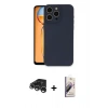 MARSİLYAN™- iPhone 15 Pro Max Kılıf Ahenk Serisi - Siyah Bilvis 3D Mat Cam Ekran Koruyucu + Raze Metal Kamera Lens - GS