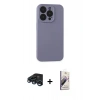 MARSİLYAN™- iPhone 15 Pro Max Kılıf Ahenk Serisi - Siyah Bilvis 3D Mat Cam Ekran Koruyucu + Raze Metal Kamera Lens - LT