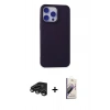 MARSİLYAN™- iPhone 15 Pro Max Kılıf Ahenk Serisi - Siyah Bilvis 3D Mat Cam Ekran Koruyucu + Titanyum Gri Raze Metal Kamera Lens