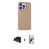MARSİLYAN™- iPhone 15 Pro Max Kılıf Ahenk Serisi - Siyah Bilvis 3D Mat Cam Ekran Koruyucu + Titanyum Gri Raze Metal Kamera Lens