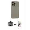 MARSİLYAN™- iPhone 15 Pro Max Kılıf Ahenk Serisi - Siyah Bilvis 3D Mat Cam Ekran Koruyucu + PVD Metal Kamera Lens - TU