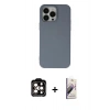 MARSİLYAN™- iPhone 15 Pro Max Kılıf Ahenk Serisi - Siyah Bilvis 3D Mat Cam Ekran Koruyucu + PVD Metal Kamera Lens - TU