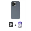 MARSİLYAN™- iPhone 15 Pro Max Kılıf Ahenk Serisi - Siyah Bilvis 5in1 3D Magic Cam Ekran Koruyucu + PVD Metal Kamera Lens - GI